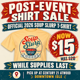 Photo of Official 2026 Soup Slurp T-Shirt | Post-Event Sale