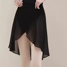 Photo of Black Wrap Skirt (hi-Low Calf Skirt-similar)