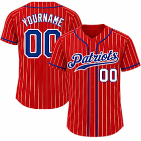Photo of Patriots Red White Pinstripe Baseball Custom Jersey