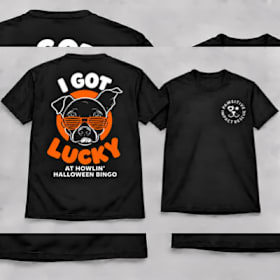 Photo of “I Got Lucky” Howling’ Halloween Bingo T-Shirt