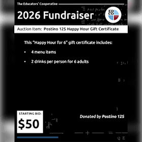 Photo of Postino 12S Happy Hour for 6 Gift Certificate
