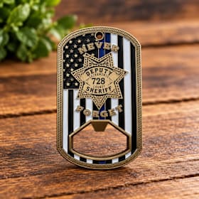 Photo of Deputy Mark Stasyuk Memorial Challenge Coin & Bottle Opener