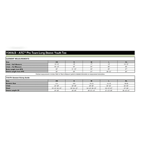 Photo of Youth Sizing: Long Sleeve T-shirt (Performance/Activewear)
