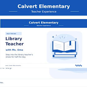 Photo of Library teacher for 1/2 the day