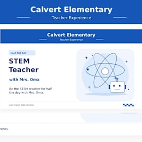 Photo of STEM teacher for 1/2 the day with Mrs. Oma