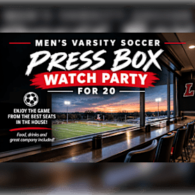 Photo of A Men’s Varsity Soccer press box watch party for 20!