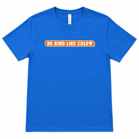 Photo of Super Soft Royal Blue T-Shirt with Orange Be Kind Like Cole