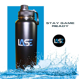 Photo of LASE Water Bottle — Blue/White Logo, 32oz