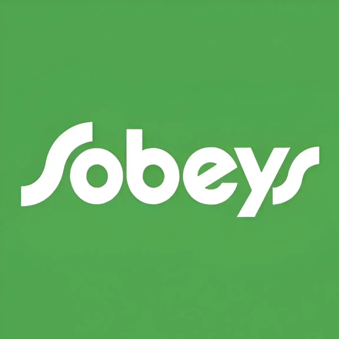 White Sobeys lettering is centered on a bright green background.