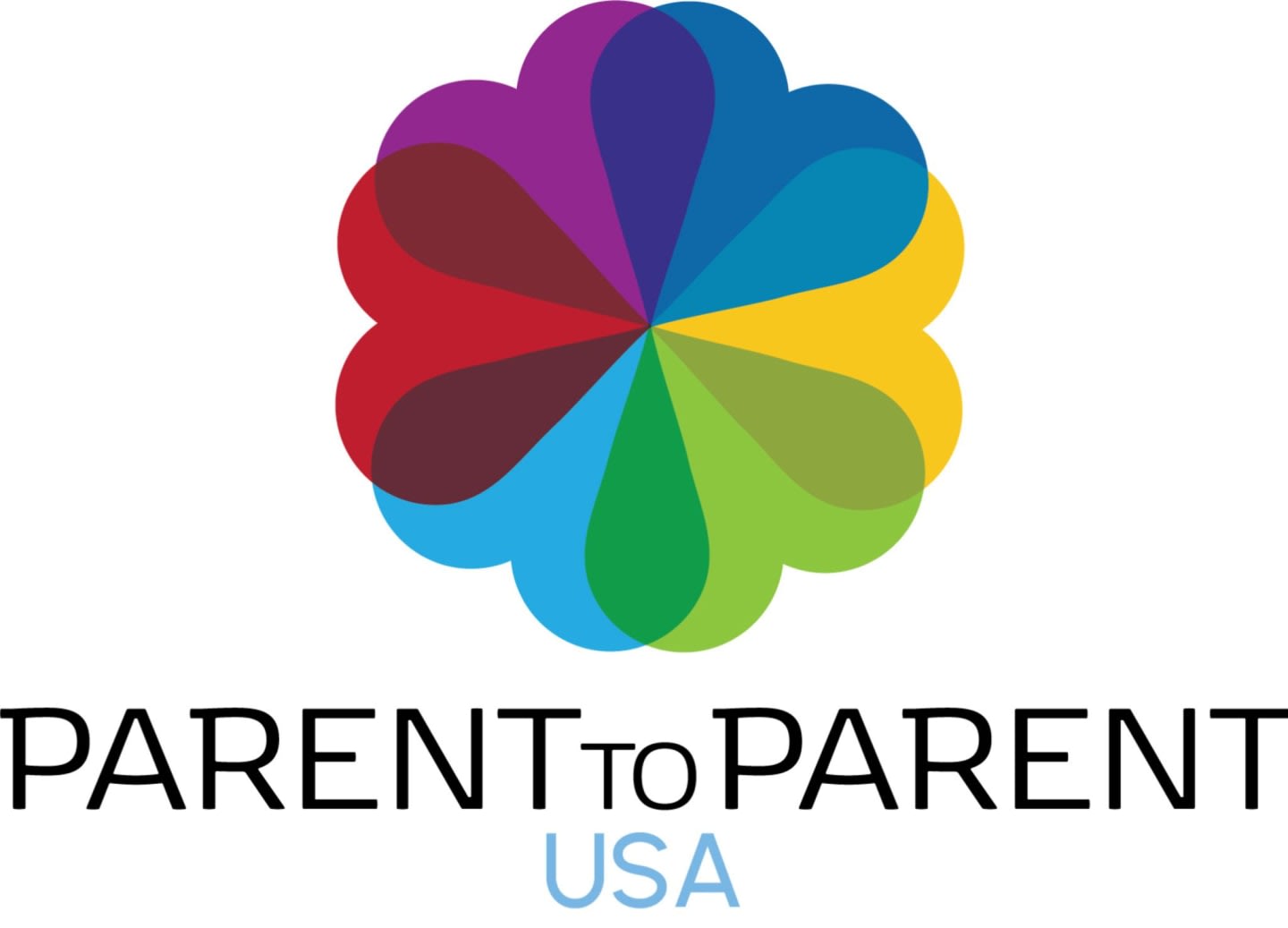 A colorful, petal-like logo with the words "PARENT TO PARENT USA" below it is set against a white background.