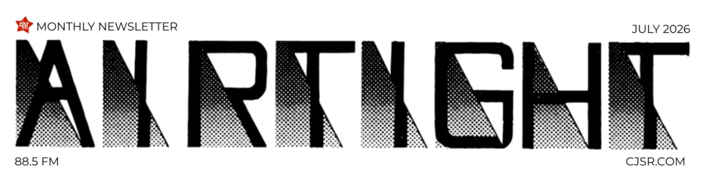 Large, stylized black letters spelling "AIRTIGHT" with a halftone pattern fill are in the foreground, while "MONTHLY NEWSLETTER" and "JULY 2026" appear in the background.