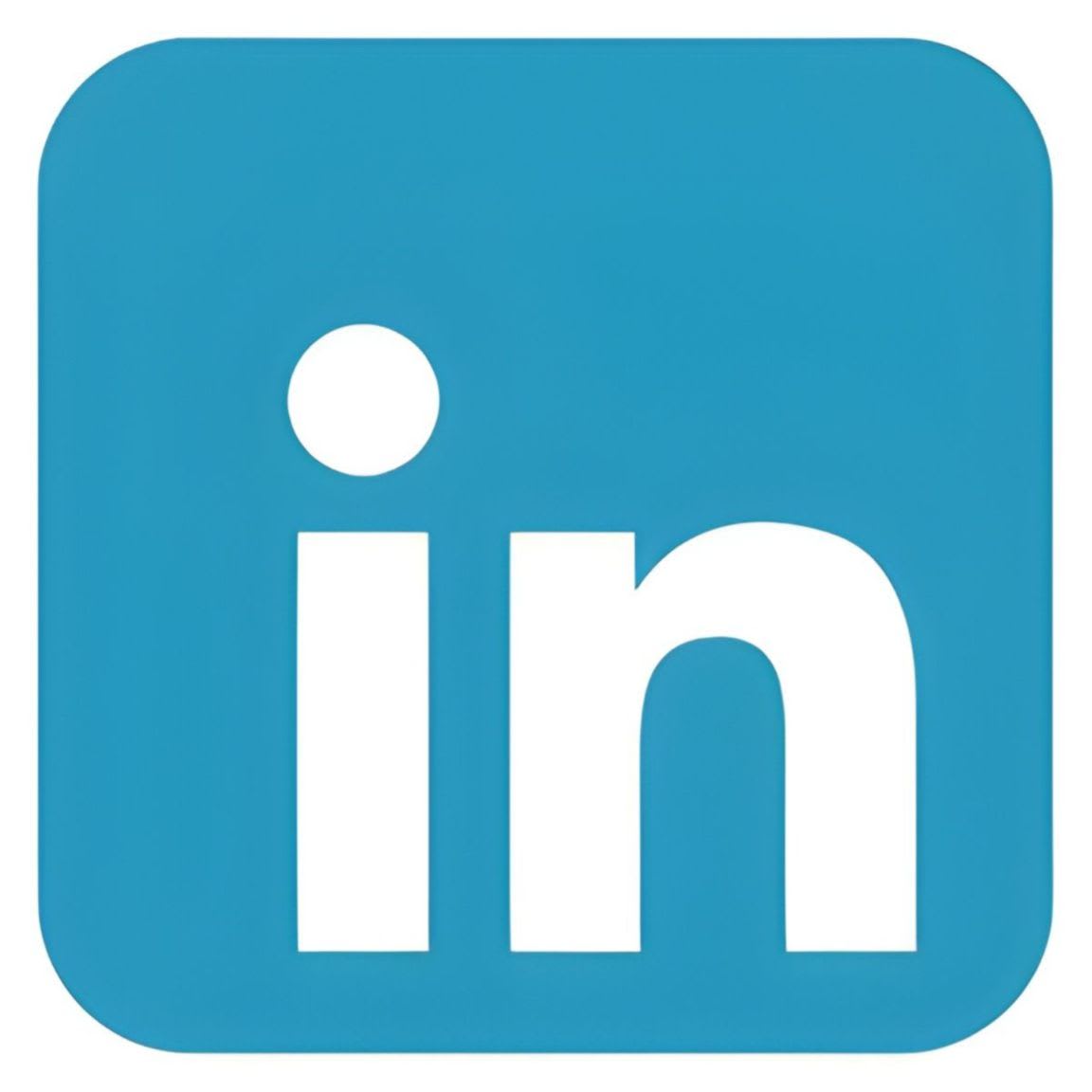 A white "in" logo with a dot above the "i" is centered on a bright blue square background with rounded corners.