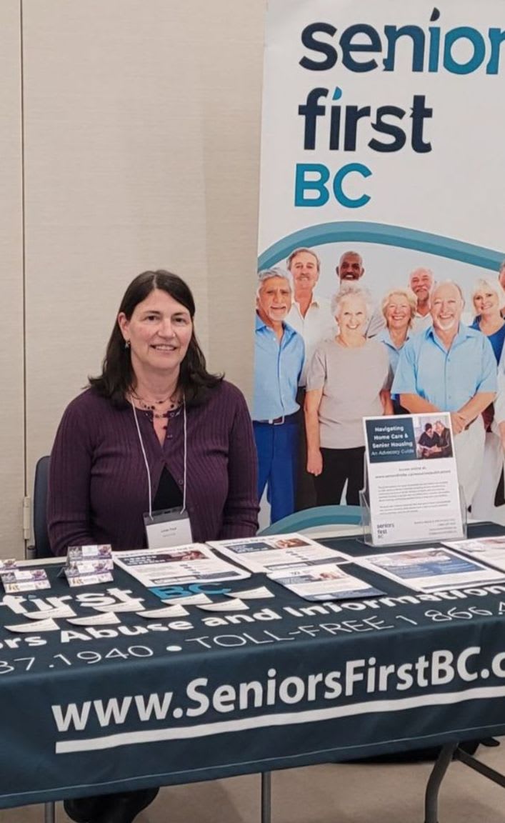 The Seniors First BC information table at an event.