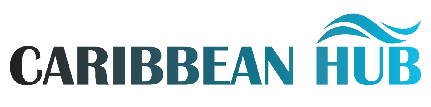 The words "CARIBBEAN HUB" in a blue gradient font and a stylized blue wave icon are set against a plain white background.