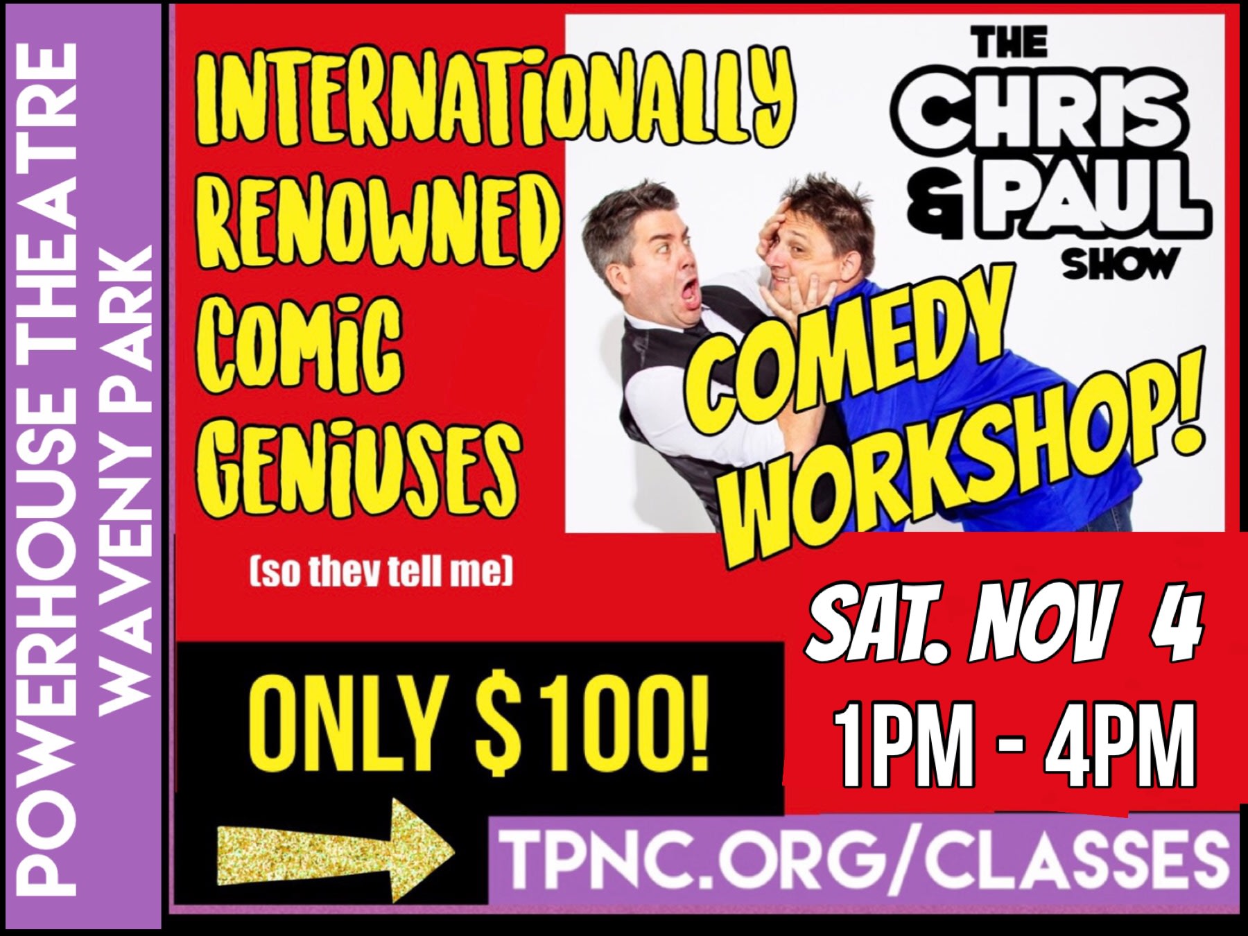 COMEDY WORKSHOP for ADULTS – with Chris O'Neill and Paul Valenti from THE  CHRIS & PAUL SHOW!