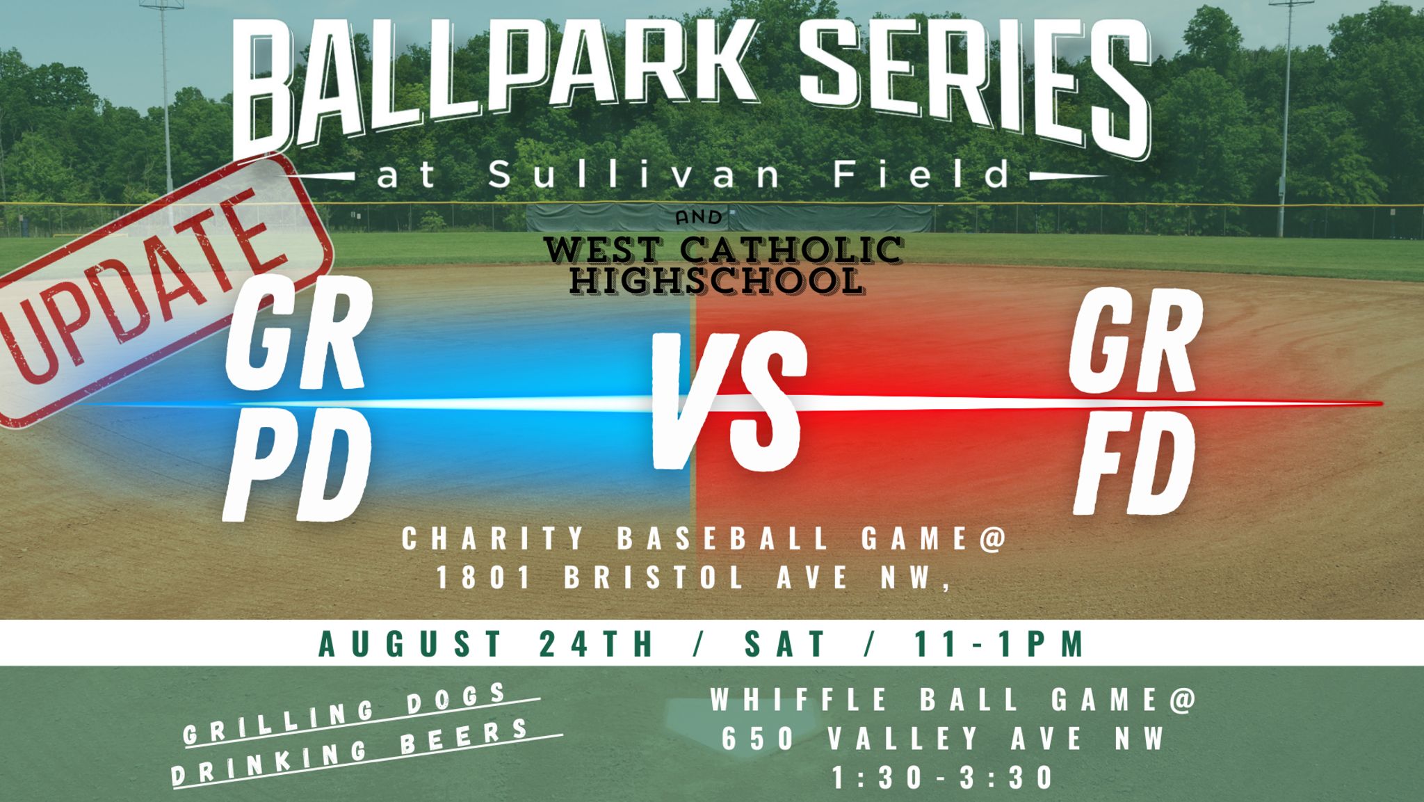 Grfd GRPD vs. GRFD Baseball Game + Sullivans National Championship Banner ...