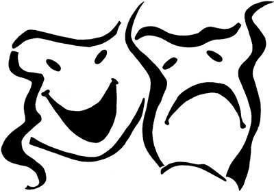 A black and white image of a couple of masksDescription automatically generated