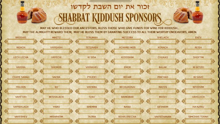 Kiddush Sponsorship for 5786!