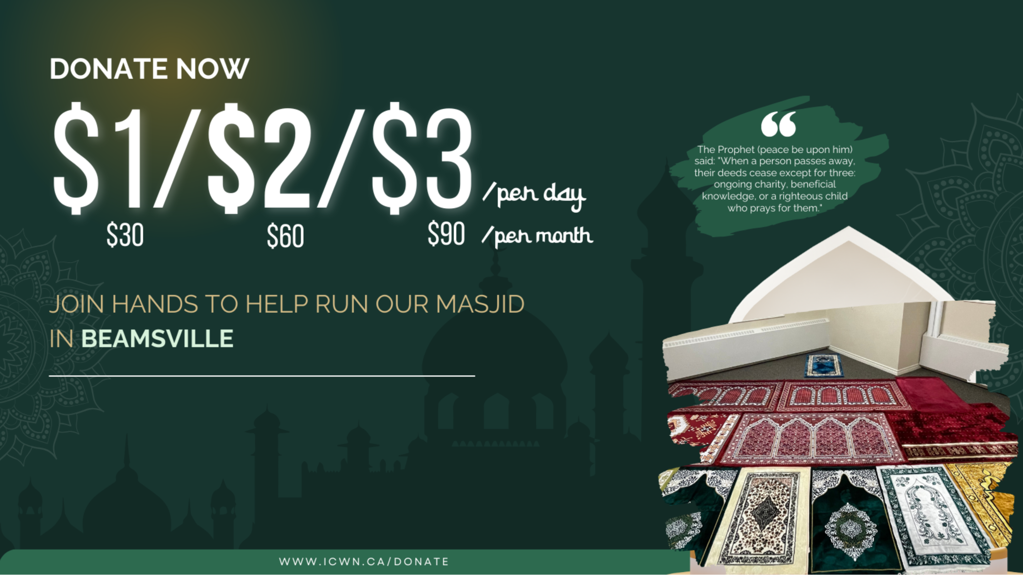 Support the Masjid: Donate $1, $2, or $3 a Day