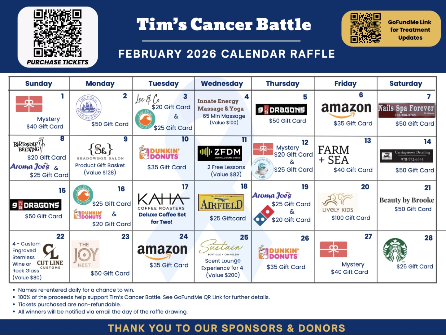 Tim's Cancer Battle - February Raffle 2026