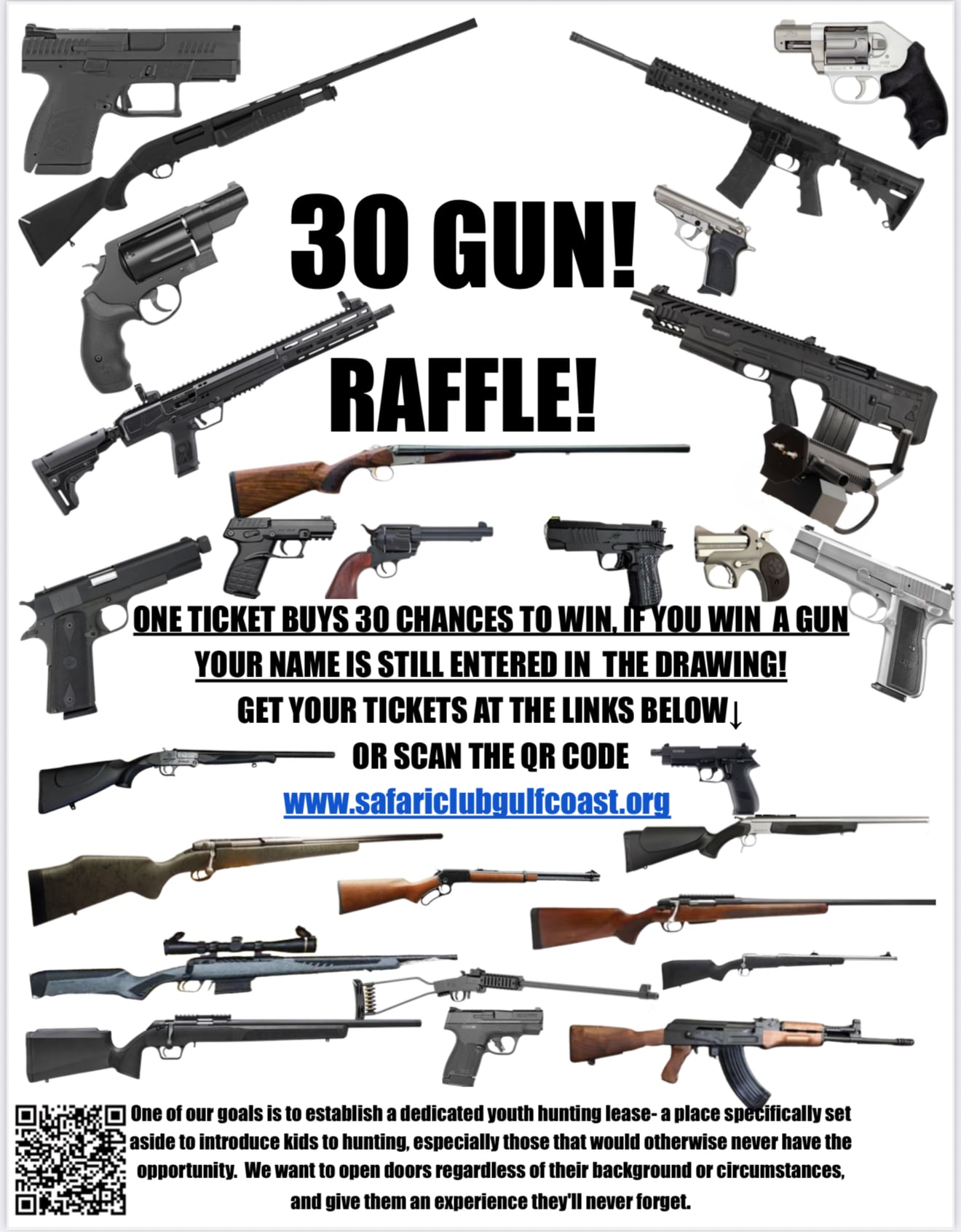 Safari Club Gulf Coast's Annual Raffle 2026 30 guns 30 days