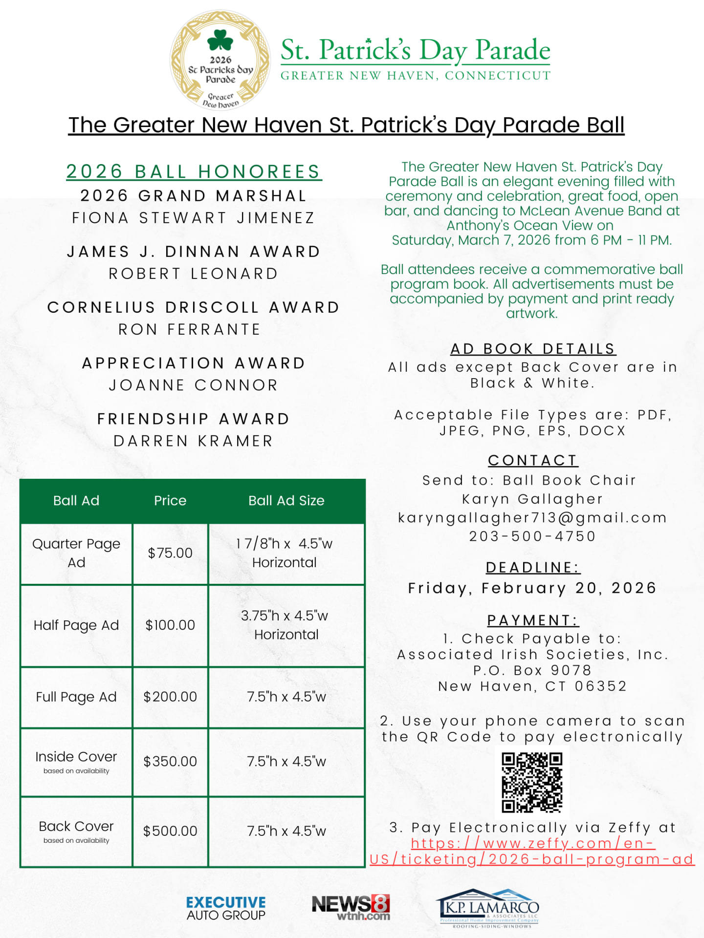 2026 Greater New Haven St. Patrick's Day Parade Ball Program Ad