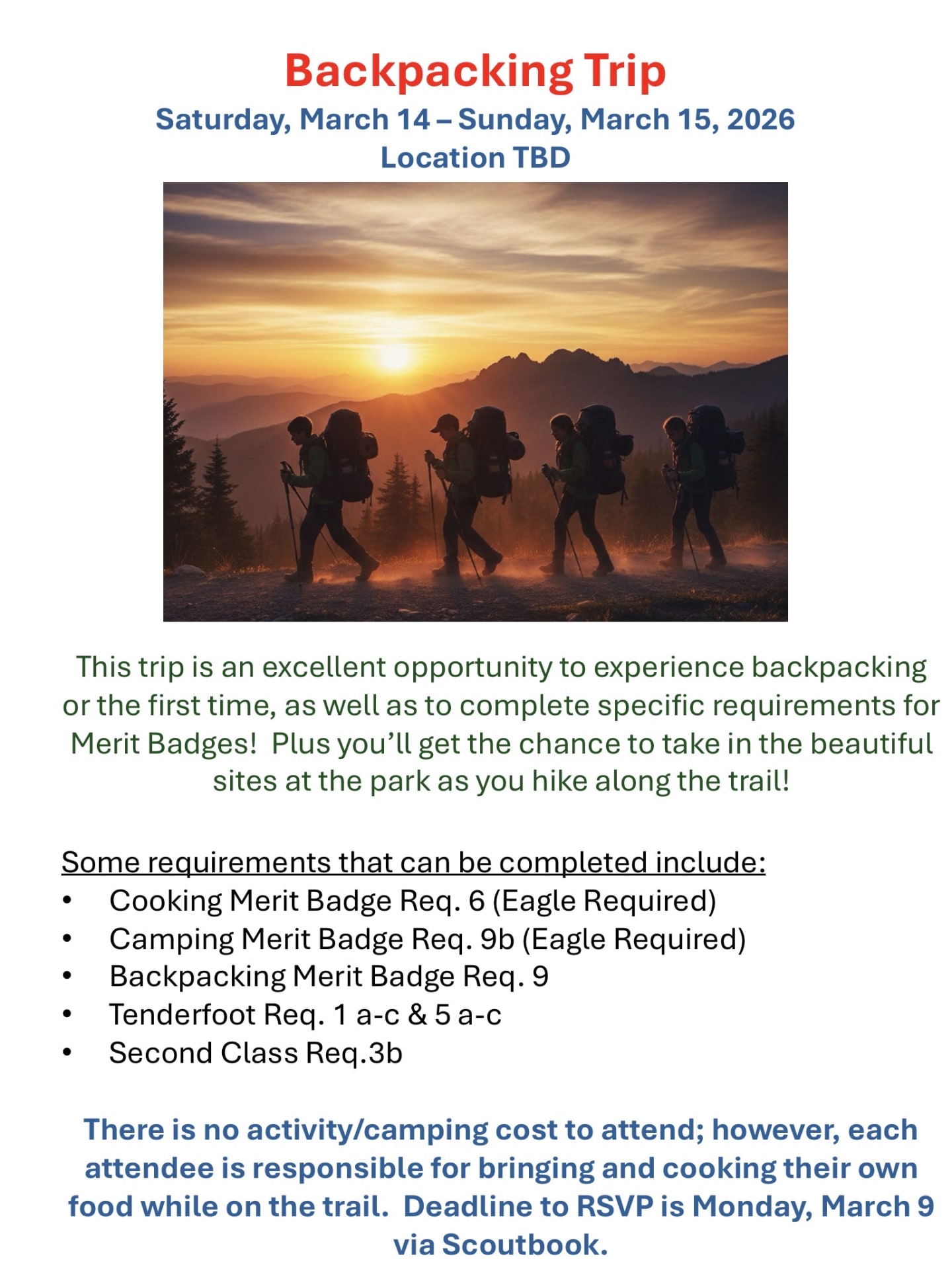 Spring 2026 Backpacking Trip 