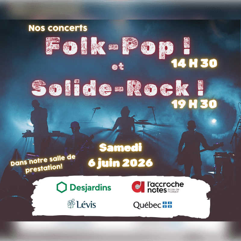 Concerts Folk-Pop! et Solide-Rock! 2026