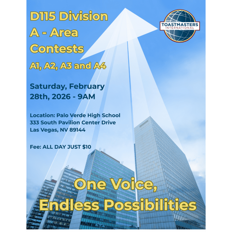Division A Area A1, A2, A3 and A4 International and Humorous Speech Contests