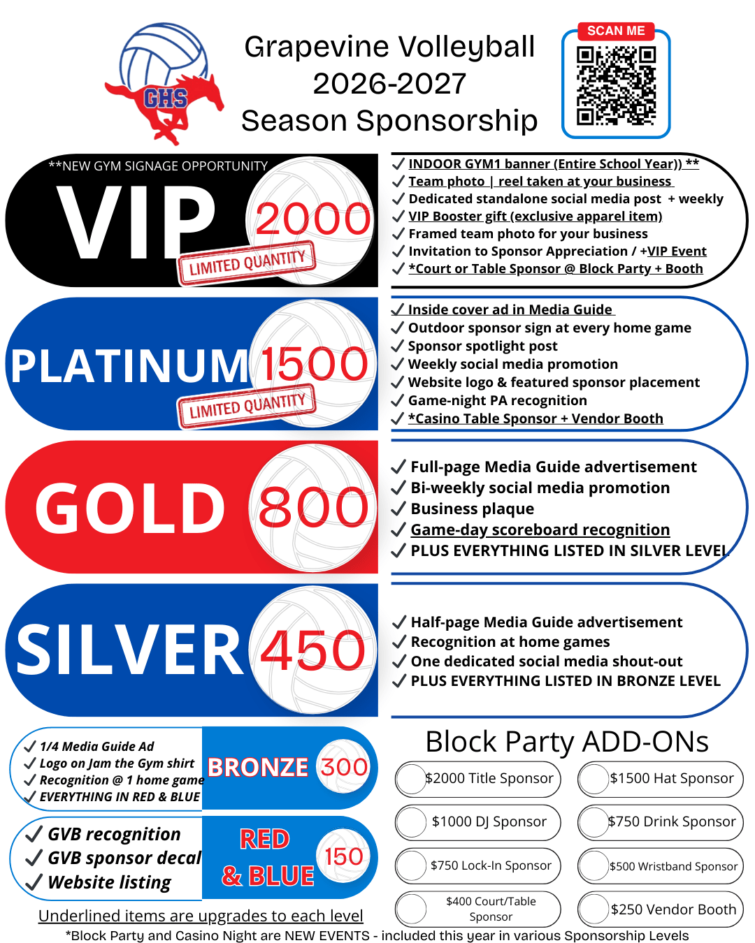Sponsorship Information - Grapevine Mustang Volleyball