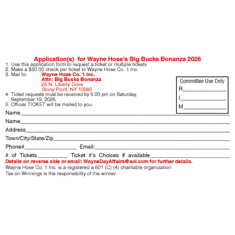 2026 Big Bucks Bonanza Raffle
