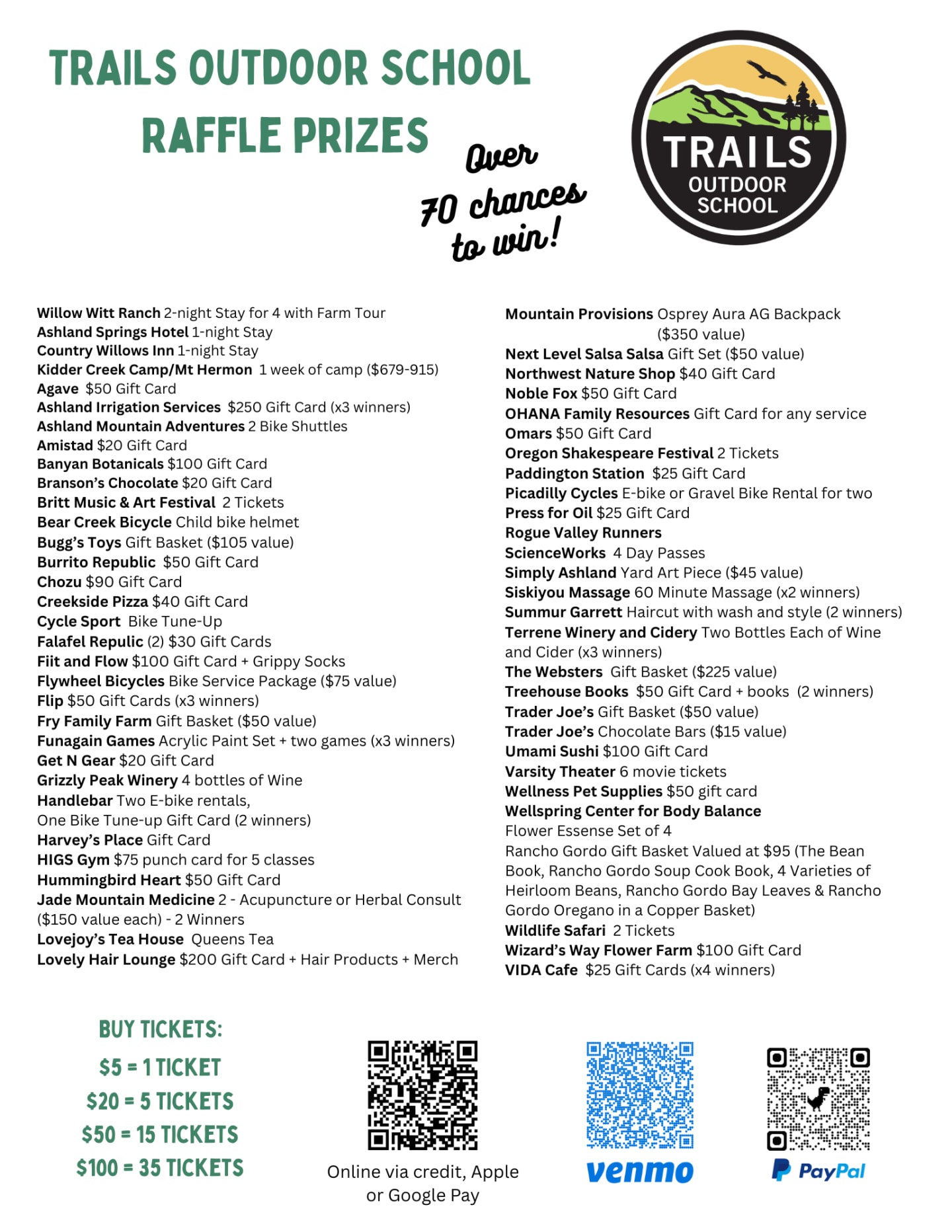 2026 TRAILS Spring Raffle