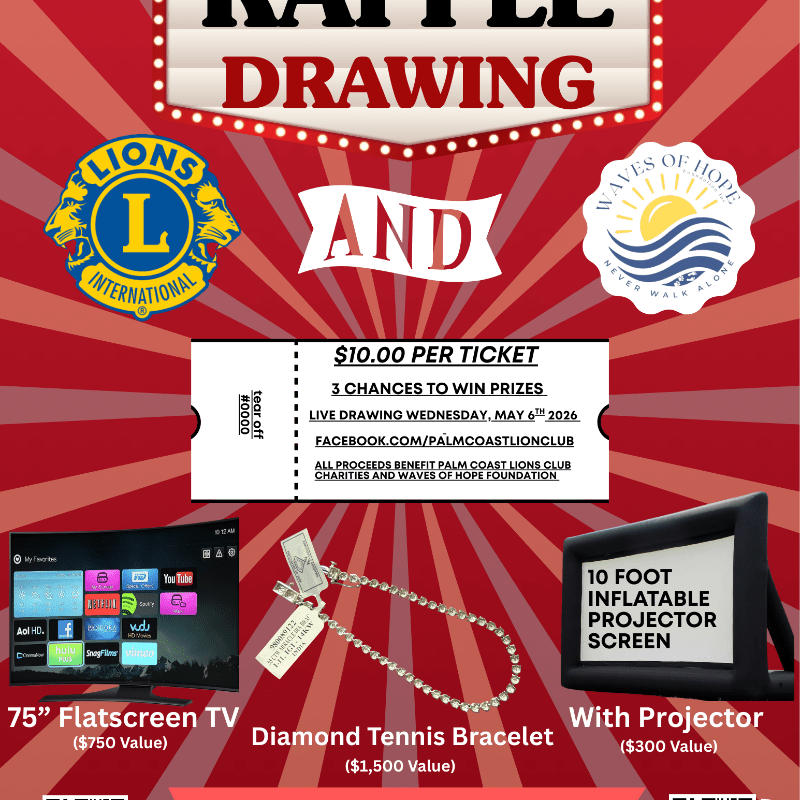 2026 May Raffle for PC Lions Club & Waves of Hope