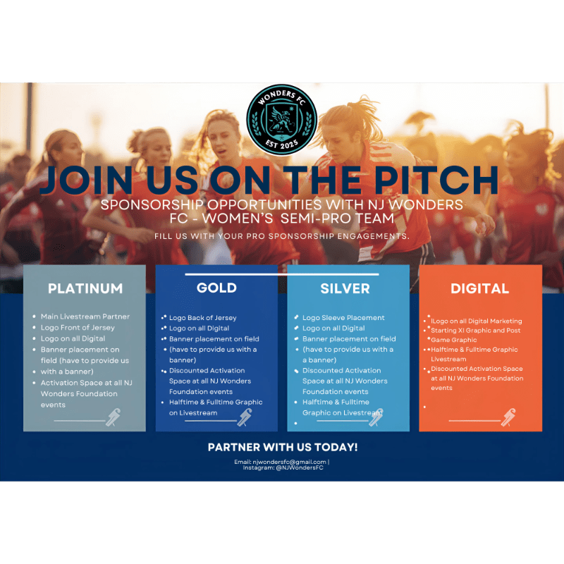 Partner With NJ Wonders FC Girl's Semi-Pro Team