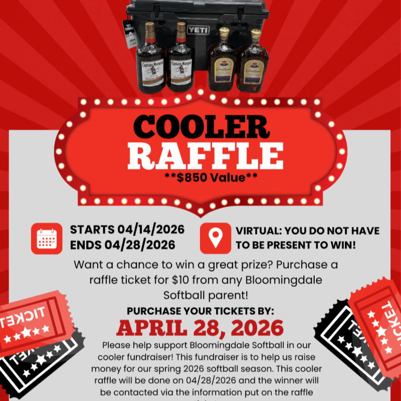Highh Raffles Bloomingdale High School Softball Cooler raffle 2026