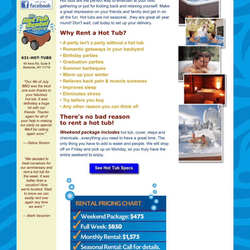 FREE ONE-WEEK HOT TUB RENTAL (Long Island only) - The Hot Tub Factory