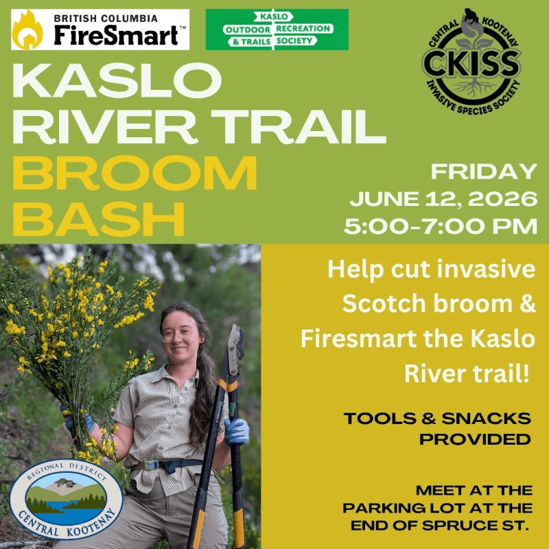 Kaslo River Trail Scotch Broom Bash with CKISS, KORTS & FireSmart