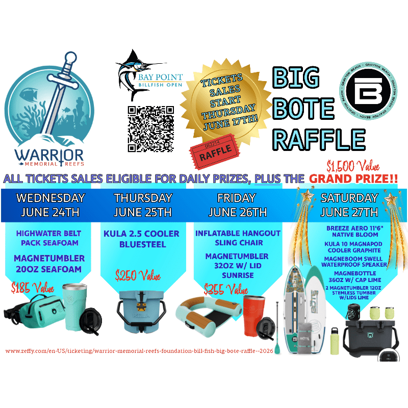 Warrior Memorial Reefs Foundation's Billfish BIG BOTE Raffle 2026
