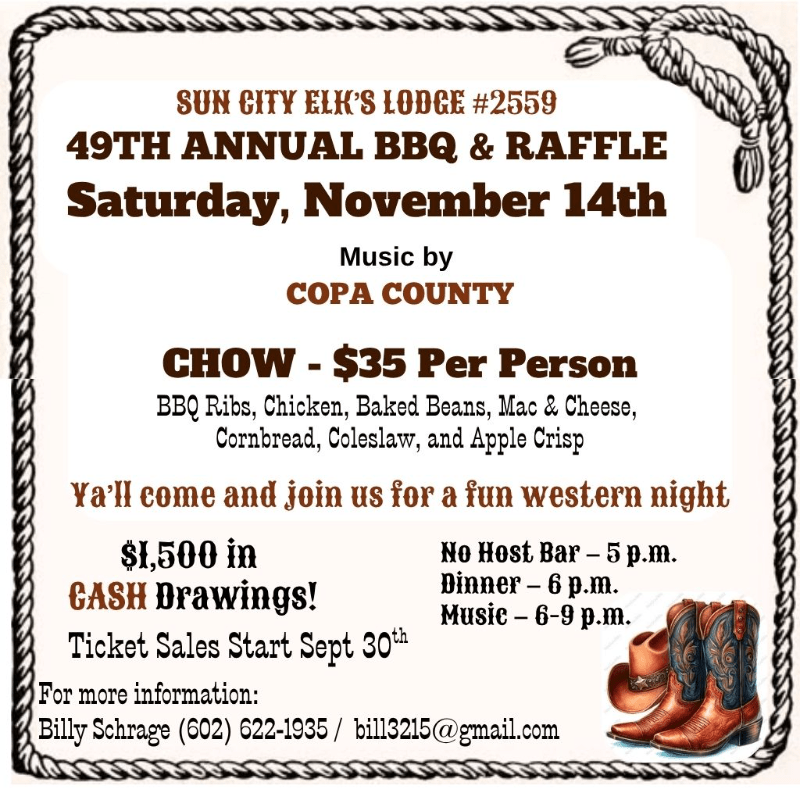 49th Annual WESTERN BBQ - Saturday November 14, 2026