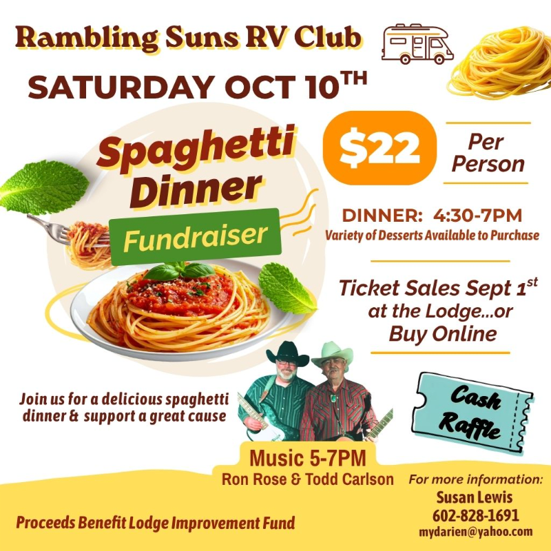 Rambling Suns RV Club Spaghetti Dinner Fundraiser