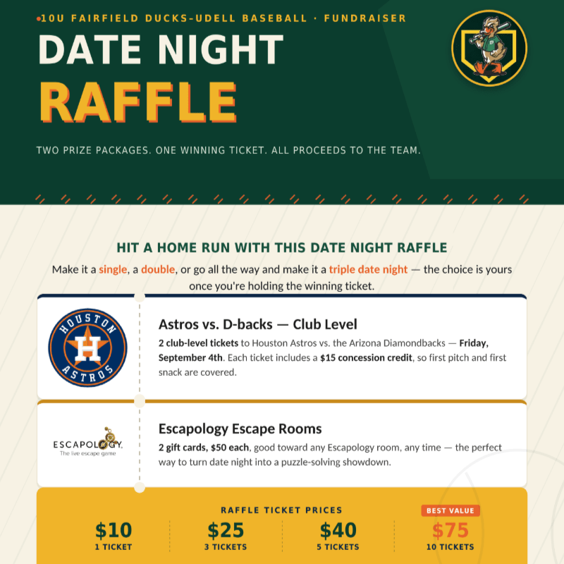 Fairfield Sports Association Astros Date Night Raffle
