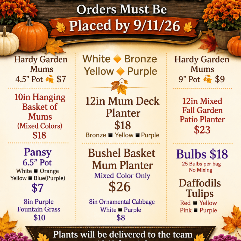 Sachem North Cheer Fall Plant Sale 2026