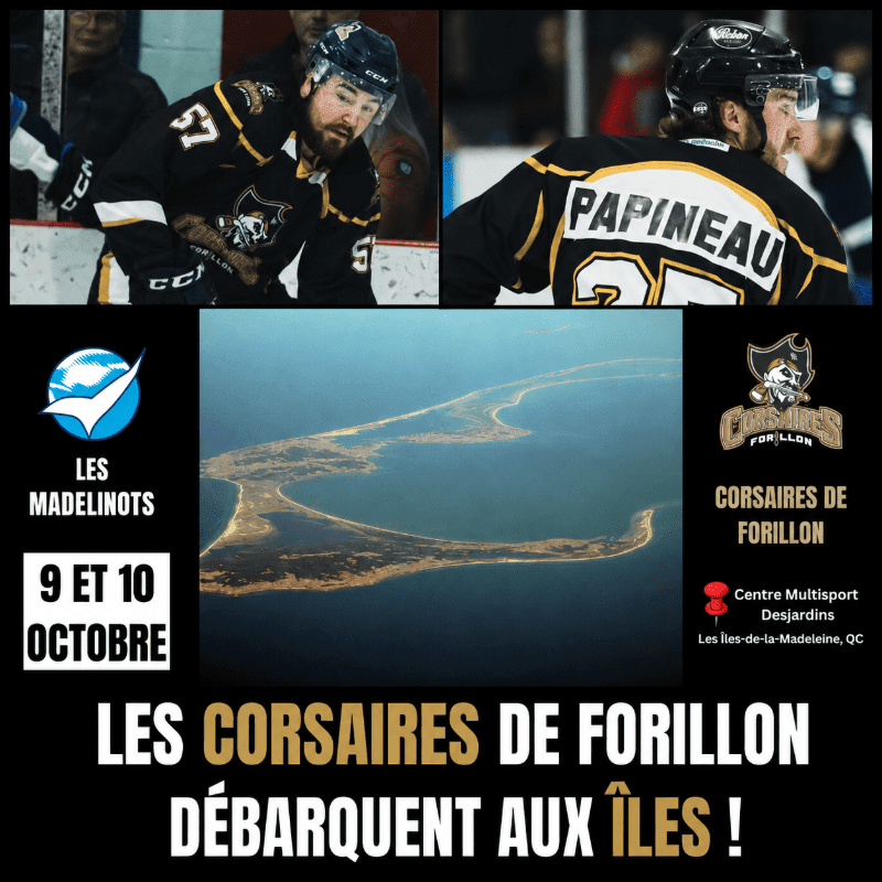 Samedi 10 octobre 19h30 - Corsaires de Forillon vs Les Madelinots