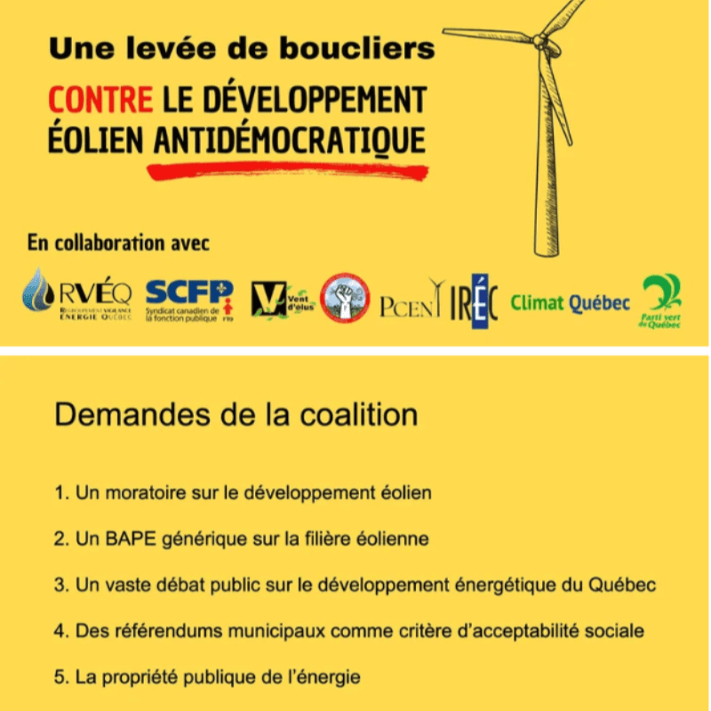 Coalition éolienne, lundi prochain 7 septembre