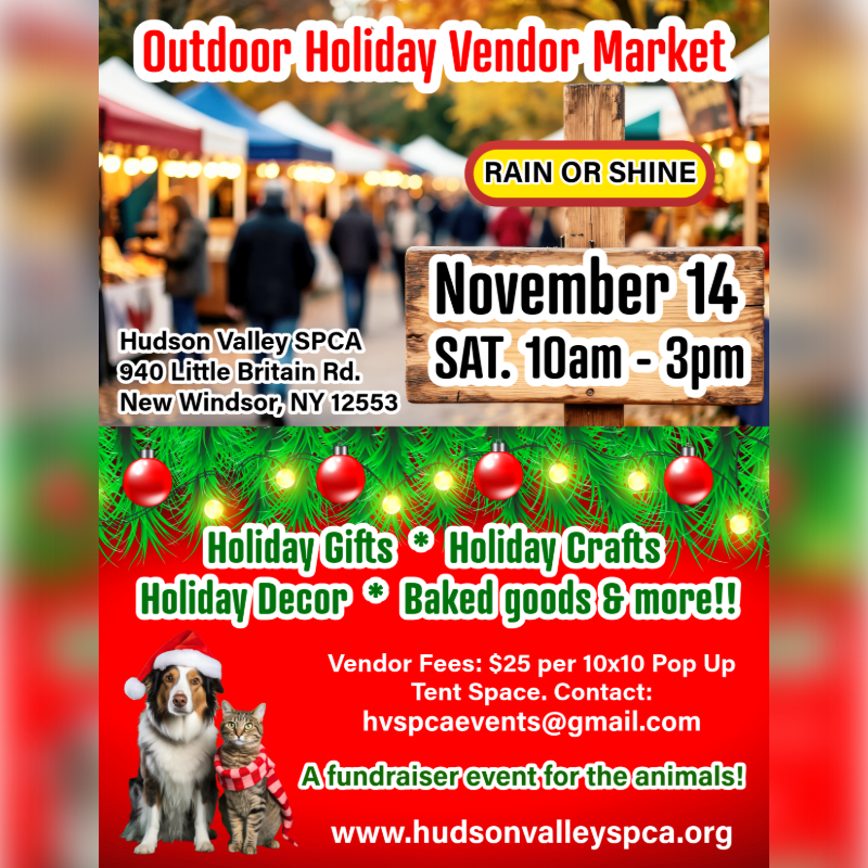 Outdoor Holiday Vendor Market at the HVSPCA 11/14/26 10a-3p