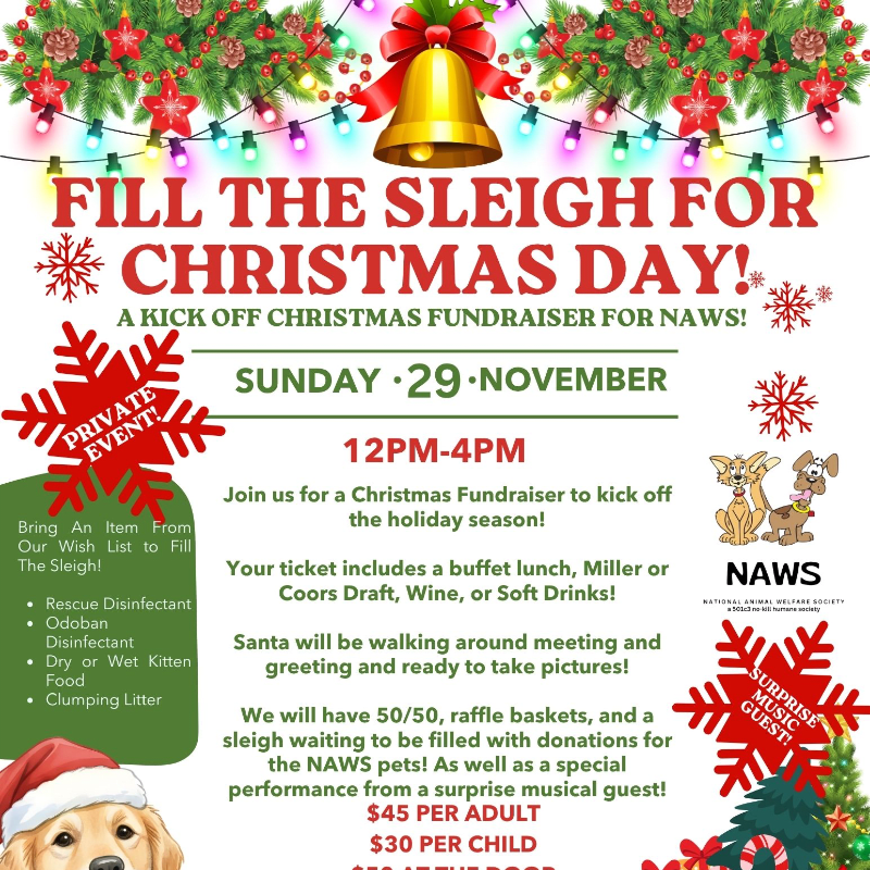 Fill The Sleigh For Christmas Day: A NAWS Christmas Fundraiser!