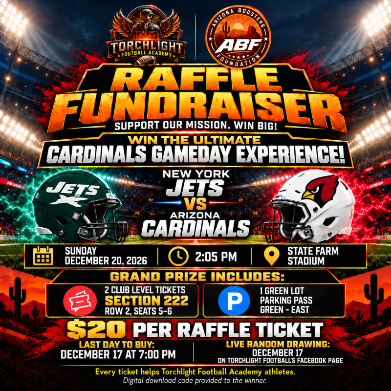Torchlight Football Fundraiser: Jets vs Cardinals Gameday Raffle