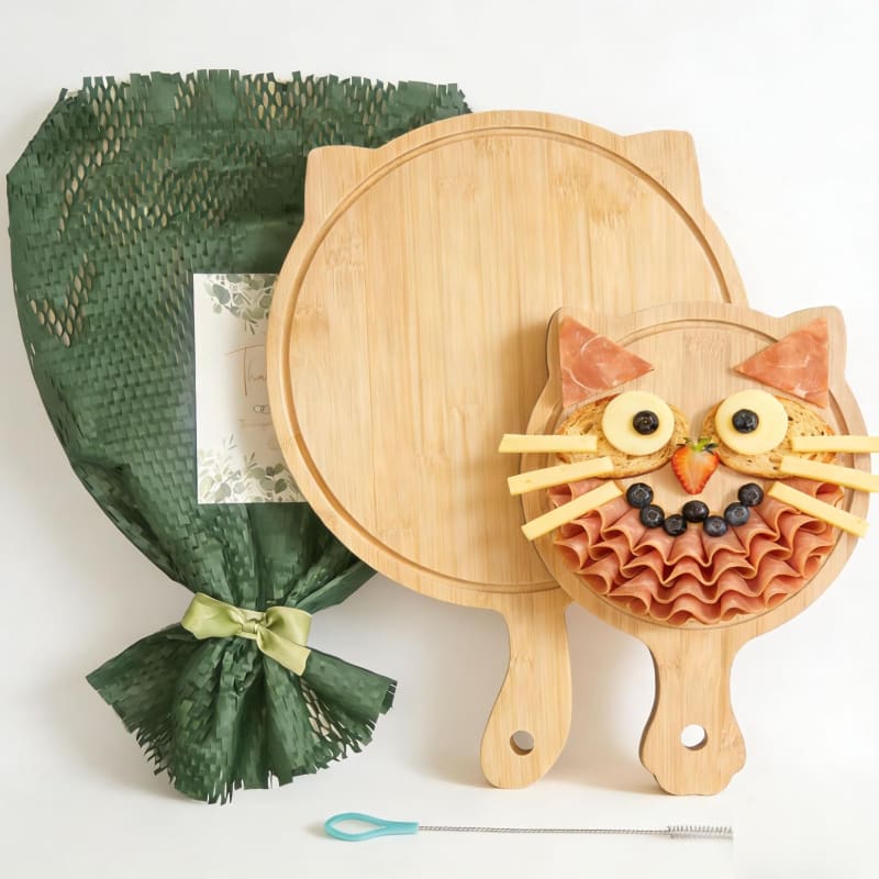 Photo of 2 Pcs Non-Toxic Bamboo Char-CAT-erie Board