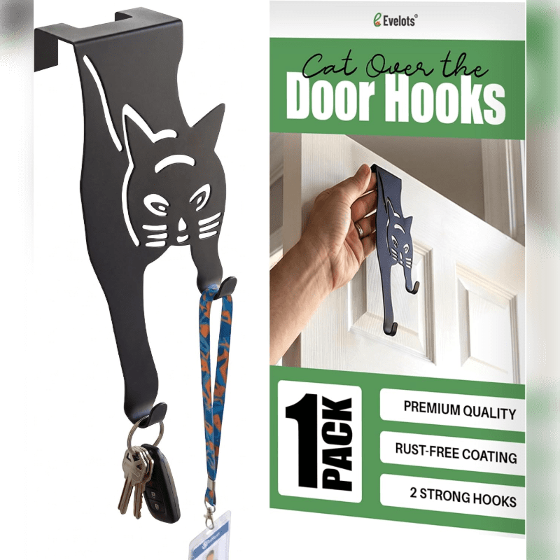 Photo of Cat Over the Door Hook, Heavy Duty Metal Coat & Towel Hanger