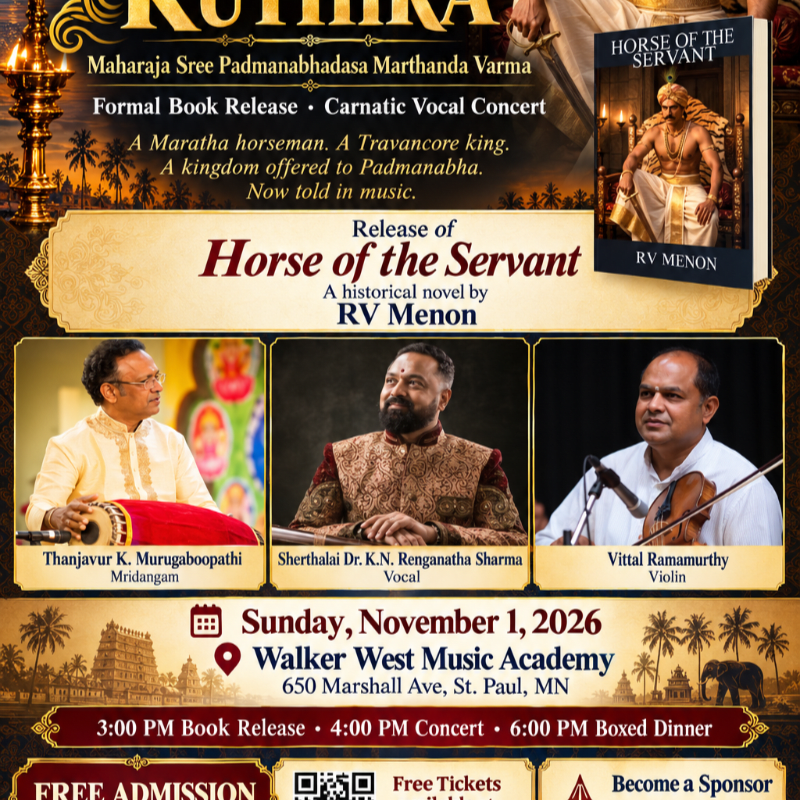 Dasante Kuthira: The Servant’s Horse | Book Release & Carnatic Concert